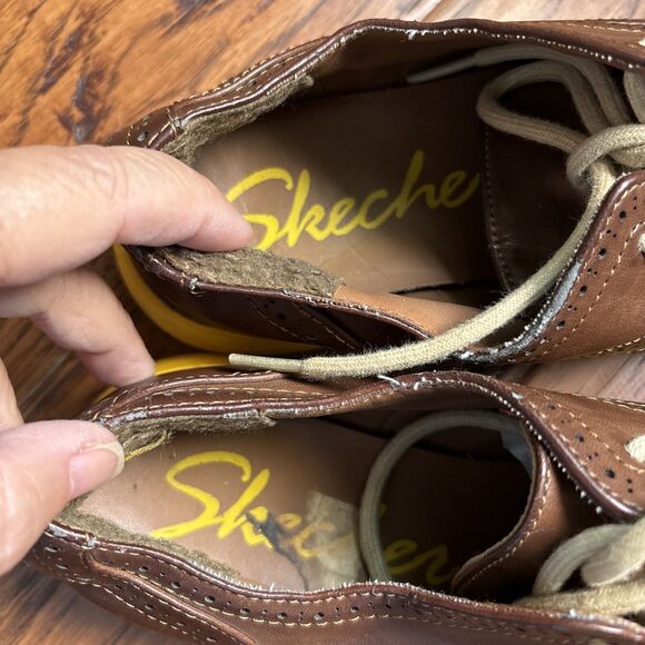 Sketchers Women Brogue Brown Faux Leather Sole Rubber Lace Up Shoes 8 - Picture 4 of 9
